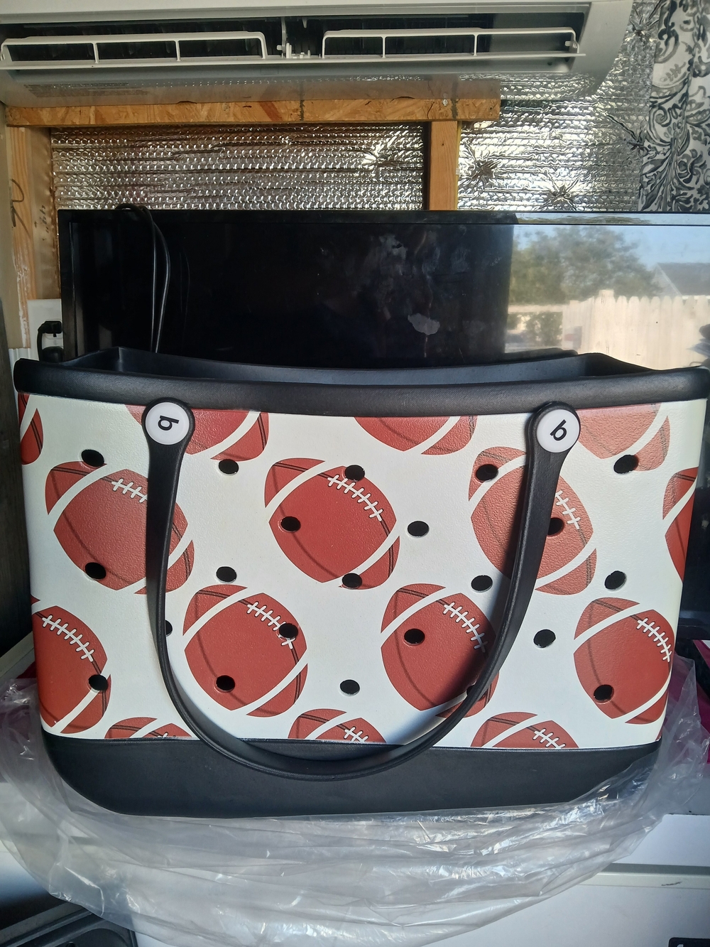 Bogg Like Bag with Football Print - Price Is Firm. Size Large